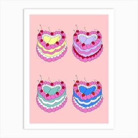 Vintage Heart Cakes Art Print