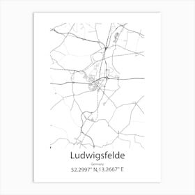 Ludwigsfelde,Germany Minimalist Map Art Print