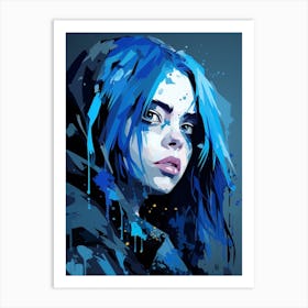 Billie Eilish Blue Portrait 1 Art Print