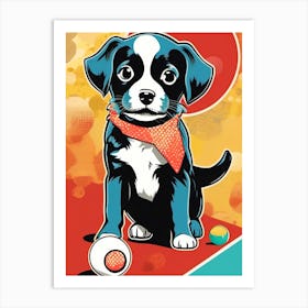 Retro Puppy Playing Art Print