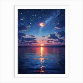 Moon And Stars In The Sky 5 Art Print