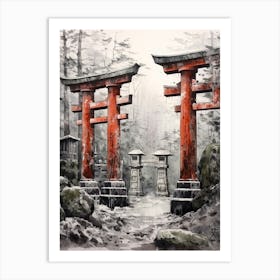 Torii Gates Japanese Illustration 3 Art Print