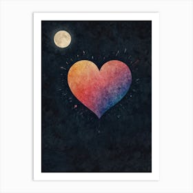 Heart With Moon Art Print