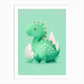 Alectrosaurus Cute Mint Dinosaur Art Print