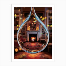 Water Drop In A Fireplace Art Print