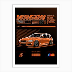 Bmw F31 Wagon Orange Art Print