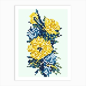 Cross Stitch Flowers Art Print