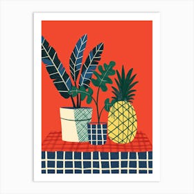 Pineapples And Plants 1 Art Print