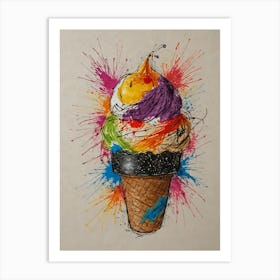 Rainbow Ice Cream Cone 6 Art Print