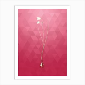 Vintage Snowbell Botanical in Gold on Viva Magenta n.0538 Art Print