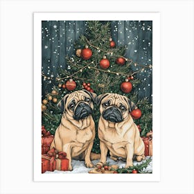 Christmas Pugs 21 Art Print