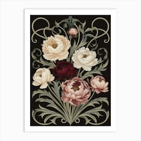 Peonies William Morris Style 10 Art Print