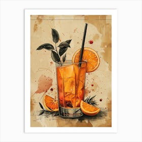 Cocktail With Orange Slices 1 Art Print