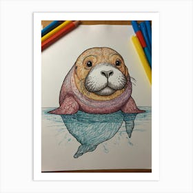 Seal Coloring Page Art Print