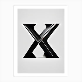 X  Letter, Alphabet Retro Minimal 2 Art Print