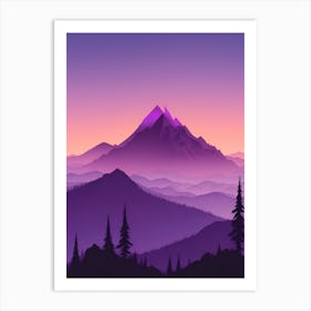 Misty Mountains Vertical Composition In Purple Tone 14 Art Print