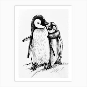 Emperor Penguin Huddling For Warmth 2 Art Print