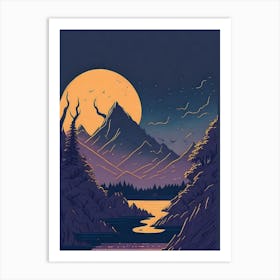 Full Moon In The Mountains Art Print