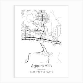 Agoura Hills,United States Minimalist Map Art Print