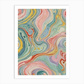 Liquid Marble Swirls In Pastel Art Print