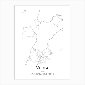 Motosu,Japan Minimalist Map Art Print