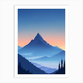 Misty Mountains Vertical Composition In Blue Tone 166 Art Print