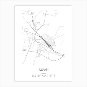 Kovel,Ukraine Minimalist Map Art Print