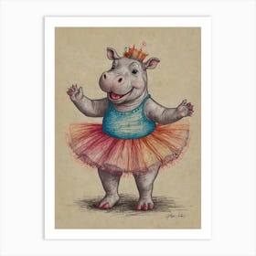 Hippo In Tutu 1 Art Print