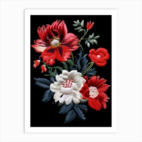 Embroidered Flowers Art Print