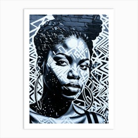 Graffiti Mural Of Beautiful Black Woman 242 Art Print