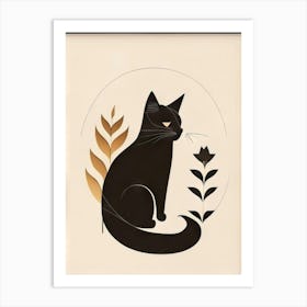 black cat mininalist portrait 2 Art Print