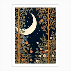 William Morris Moon In The Trees Art Print