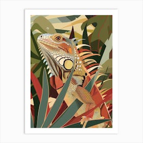 Brown Cuban Iguana Abstract Modern Illustration 3 Art Print