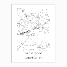 Ganserndorf,Austria Minimalist Map Art Print