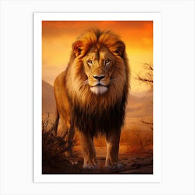 African Lion Sunset Portrait 1 Art Print