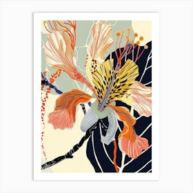 Colourful Flower Illustration Peacock Flower 4 Art Print