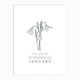 January Snowdrop Birth Flower 2 Art Print