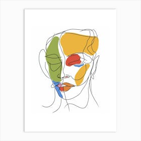 Face Of A Woman Minimalist Line Art Monoline Illustration Art Print