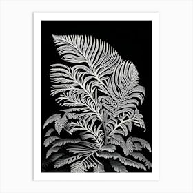 Crested Wood Fern Linocut Art Print
