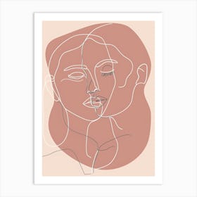 Simplicity Pink And White Lines Woman Abstract 1 Art Print