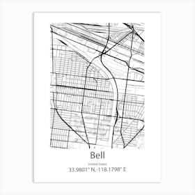 Bell Gardens,United States Minimalist Map 1 Art Print