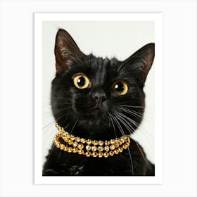 Cat With Gold Necklace Art Print