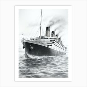 Titanic Sinking Ship Pencil Illustration 2 Art Print