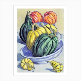Delicata Squash Fauvist vegetable Art Print