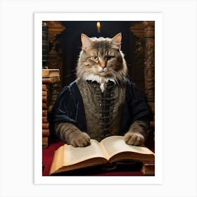 Royal librarian cat Art Print