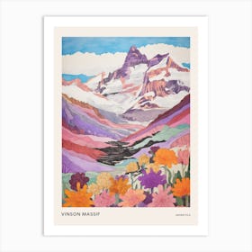 Vinson Massif Antarctica 3 Colourful Mountain Illustration Poster Art Print