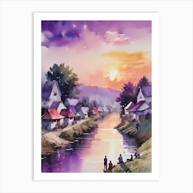 Watercolor Of A River Art Print