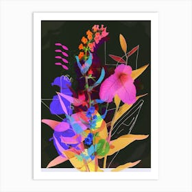 Lobelia 4 Neon Flower Collage Art Print