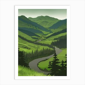 Green Valley Landscape Art Print