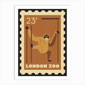 London Zoo Stamp Orangutan Kids Art Print Art Print